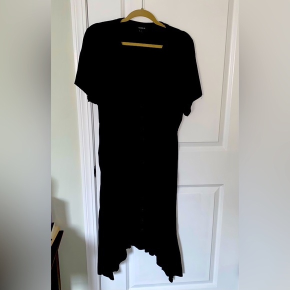 Torrid sz 1 black, short sleeve, asymmetrical button down dress - Picture 1 of 5